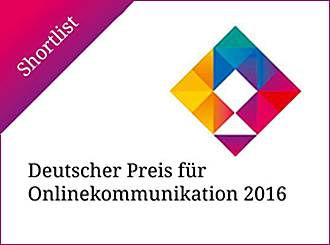 Eine Abbildung des deutschen Preises für Onlinekommunikation 2016