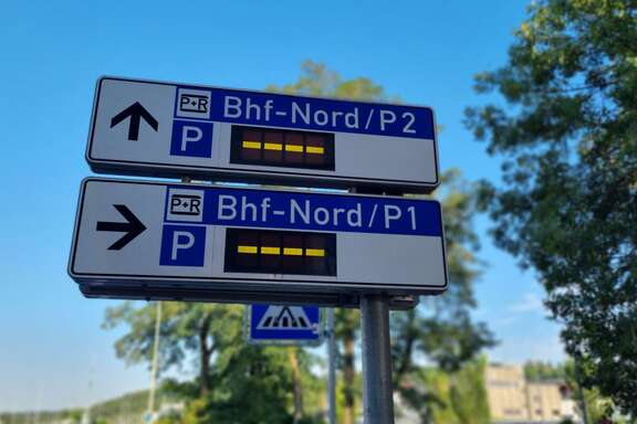 Park & Ride Beschilderung Wetzlar Anzeigetafel freie Parkplätze P&R in Wetzlar