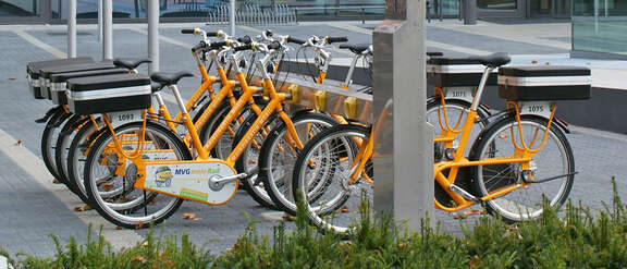 Station des Fahrradvermietsystems MVGmeinRad in Mainz